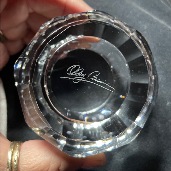 Oleg Cassini Crystal Votive Candle Holder 2.5" Cut Ball Design - Picture 2 of 8